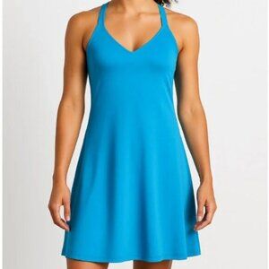 Title Nine V-Neck Strappy Built In Bra Dress, Aruba Blue, Size S